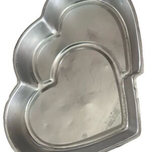 Silver double  Heart-Shaped Baking Pans 14x9